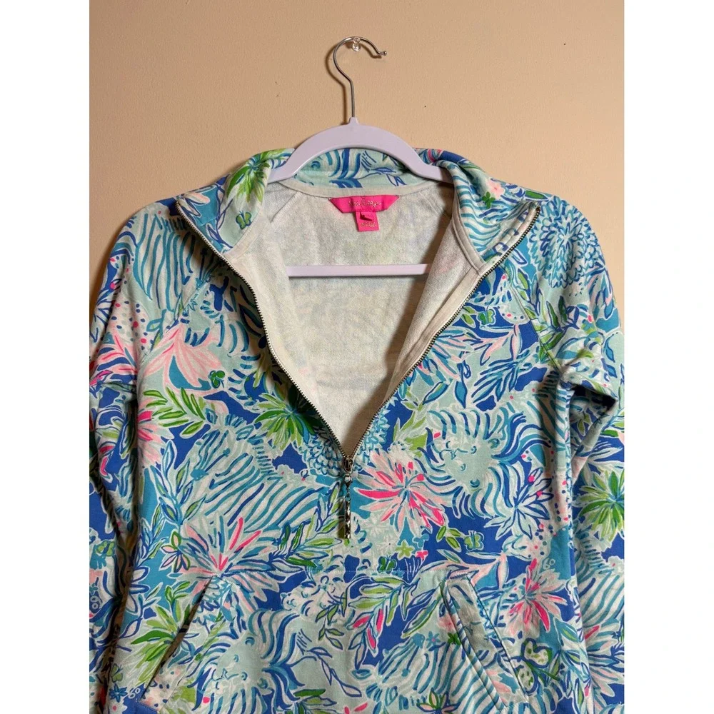 Lilly Pulitzer Lion Around Skipper Popover Half Zip Sweatshirt Pullover XXS Rare